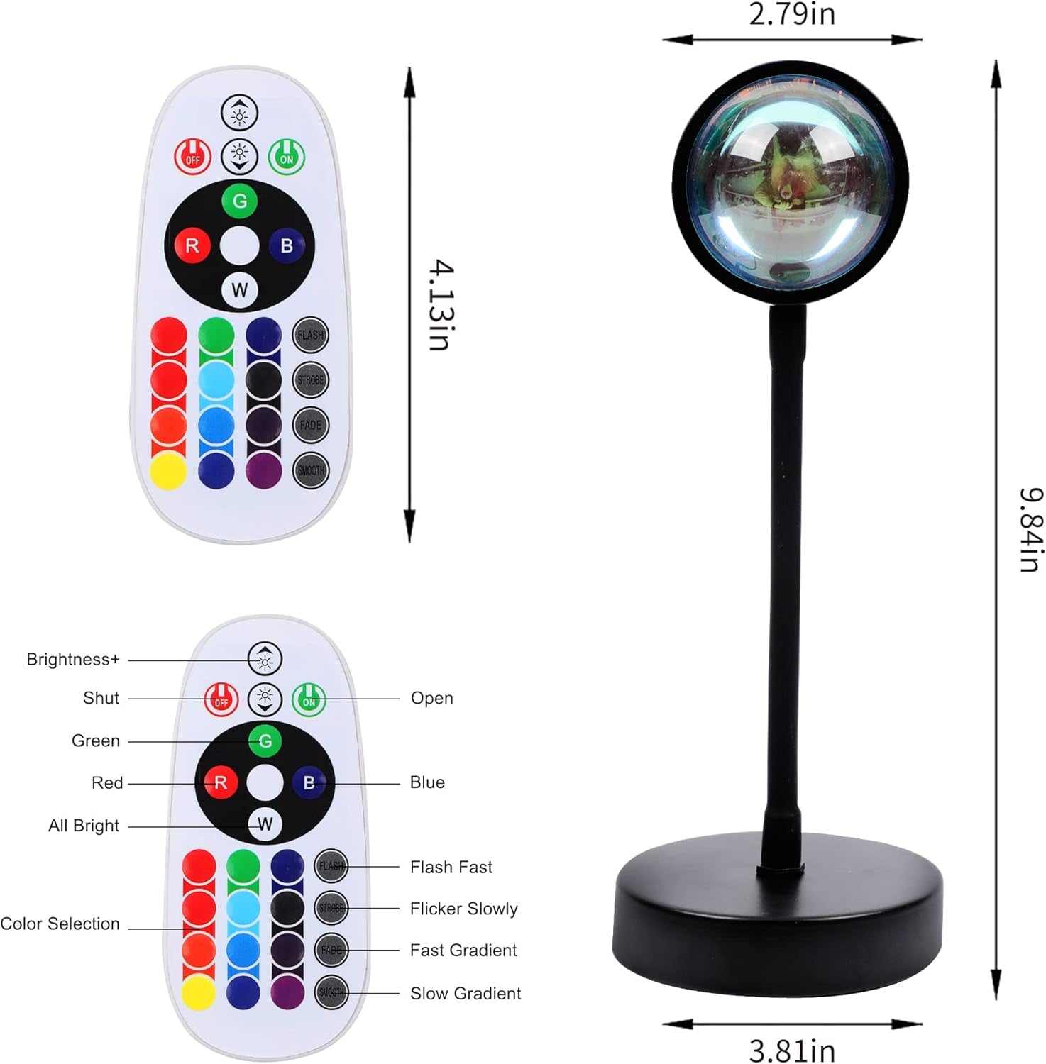 Sunset Lamp, Lights,Sunset Projection Lamp 16 RGB Color Changing Night Light 360 Degree Bracket for Self-Media Light Romantic Wedding Birthday Party Bar Restaurant Photo Background Gifts
