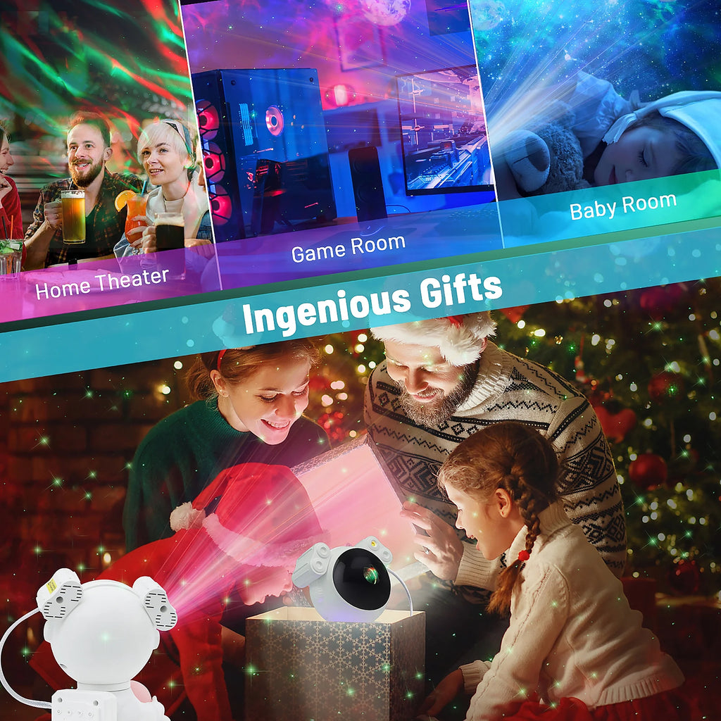 Astronaut Galaxy Projector, 2 in 1 Night Light for Bedroom with Moon Lamp, Star Projector Galaxy Light for Kids Christmas
