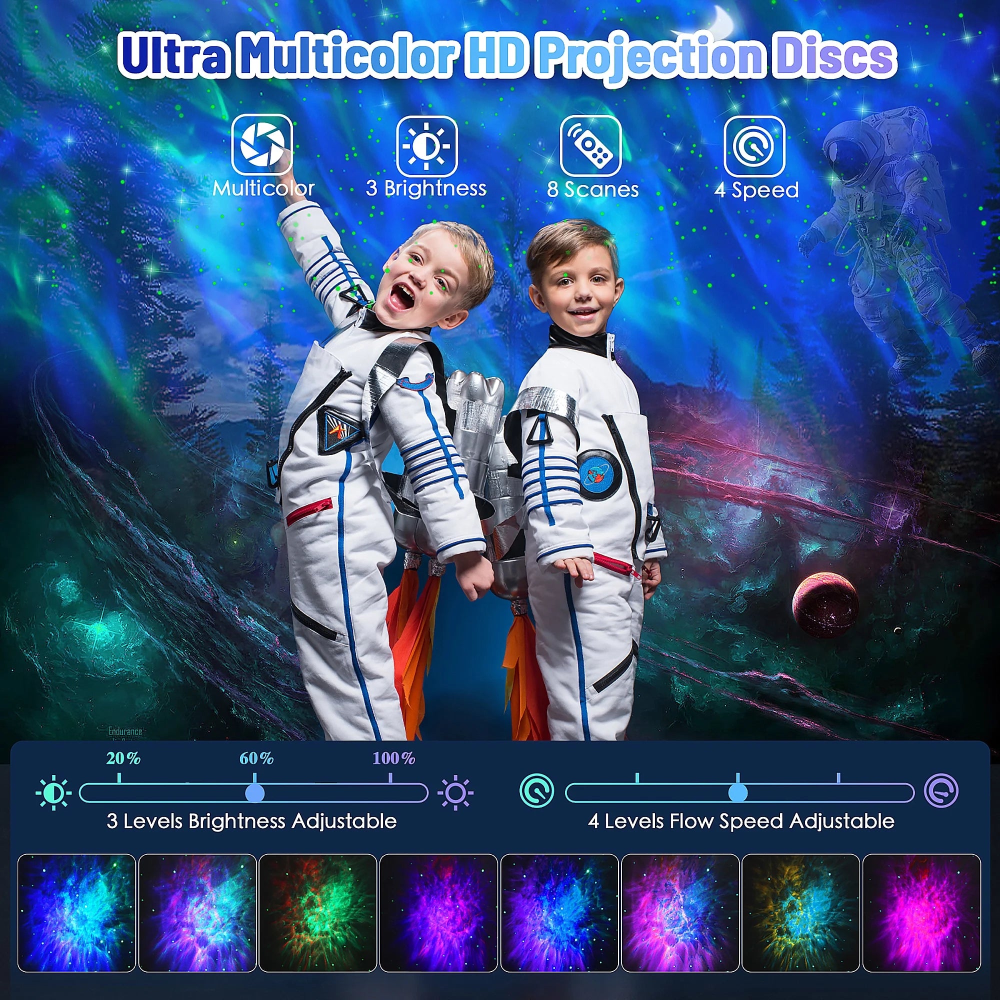 Astronaut Galaxy Projector, 2 in 1 Night Light for Bedroom with Moon Lamp, Star Projector Galaxy Light for Kids Christmas