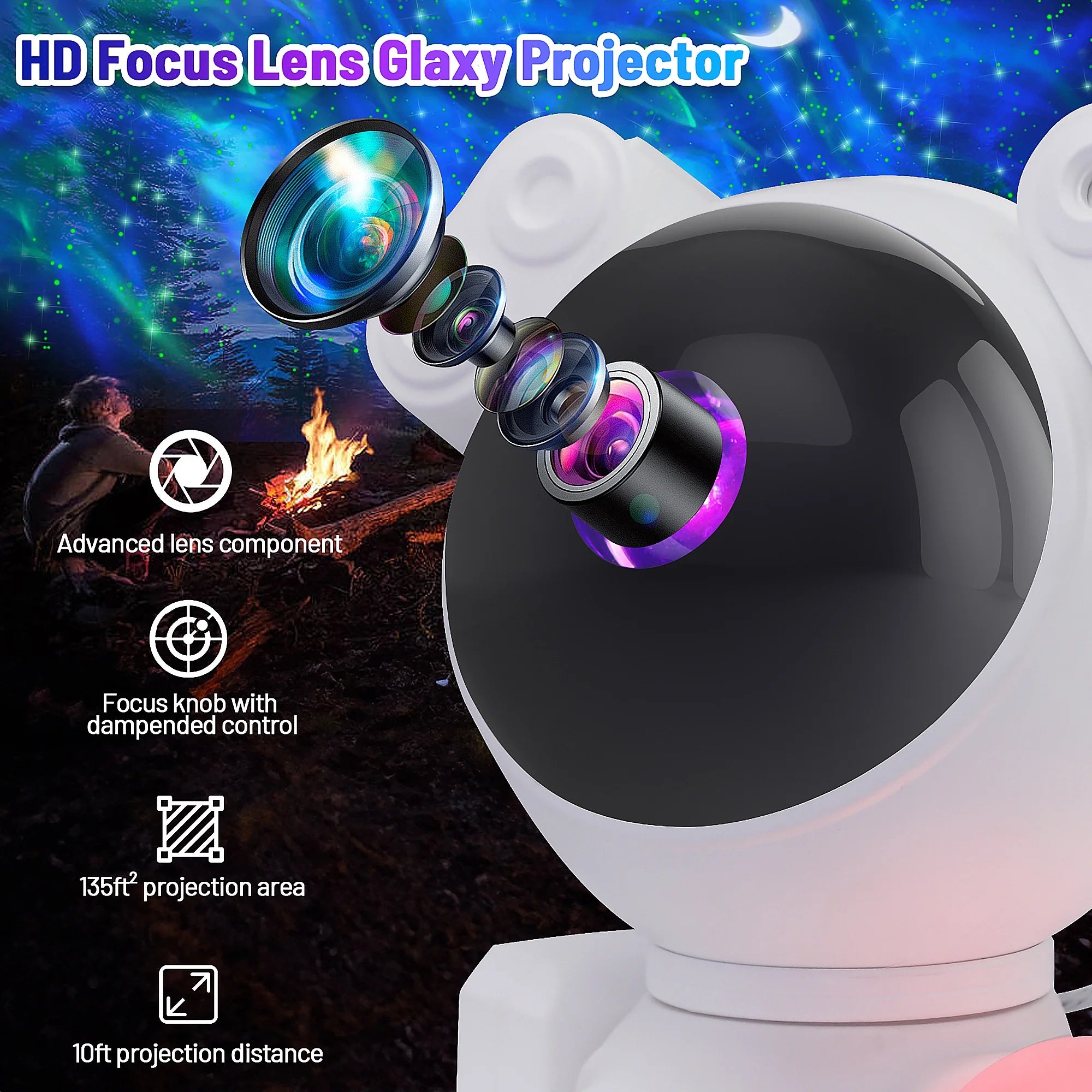 Astronaut Galaxy Projector, 2 in 1 Night Light for Bedroom with Moon Lamp, Star Projector Galaxy Light for Kids Christmas