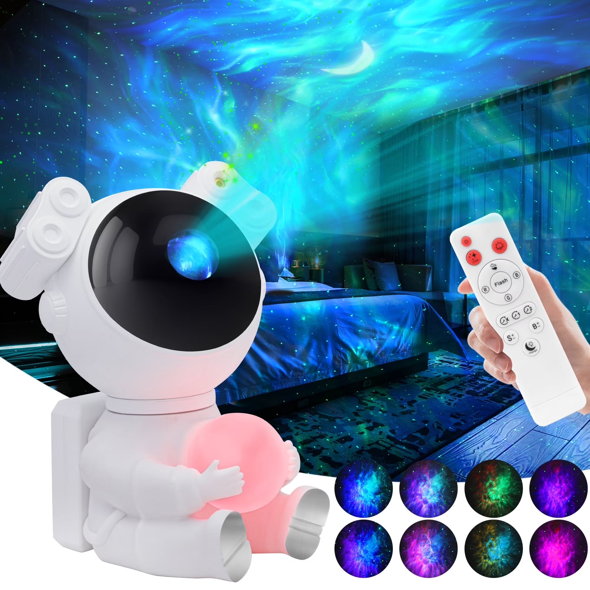 Astronaut Galaxy Projector, 2 in 1 Night Light for Bedroom with Moon Lamp, Star Projector Galaxy Light for Kids Christmas
